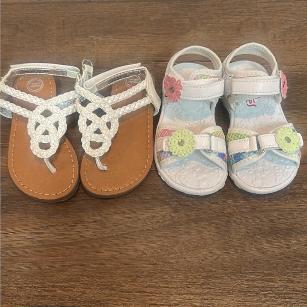 White and Multicolor Kids Sandals